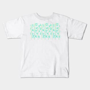 Turquoise Bamboo Pattern Kids T-Shirt